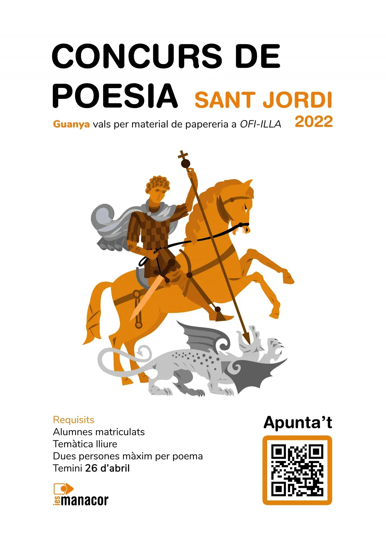 Cartel principal del Concursor de Poesía de Sant Jordi 2022