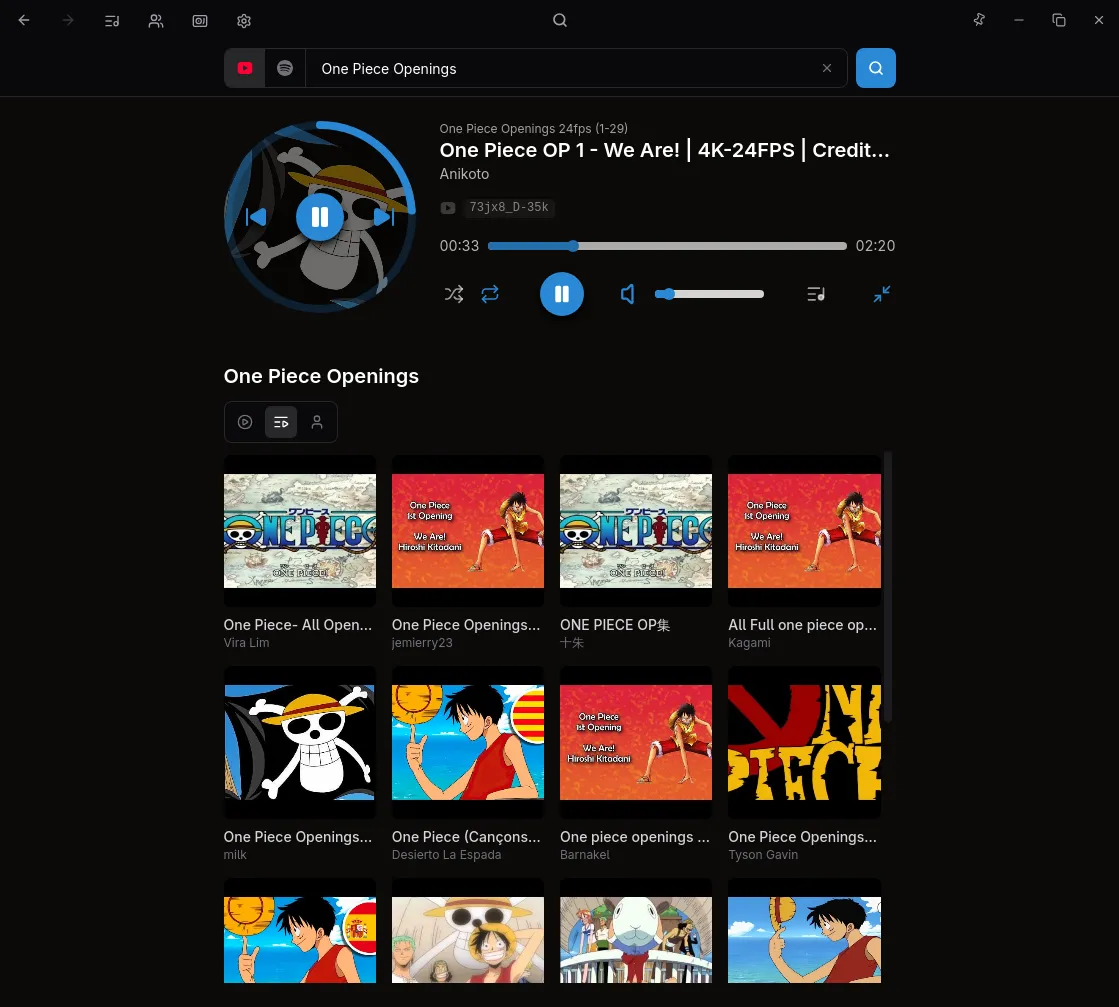 Buscador sobre Spotify y YouTube